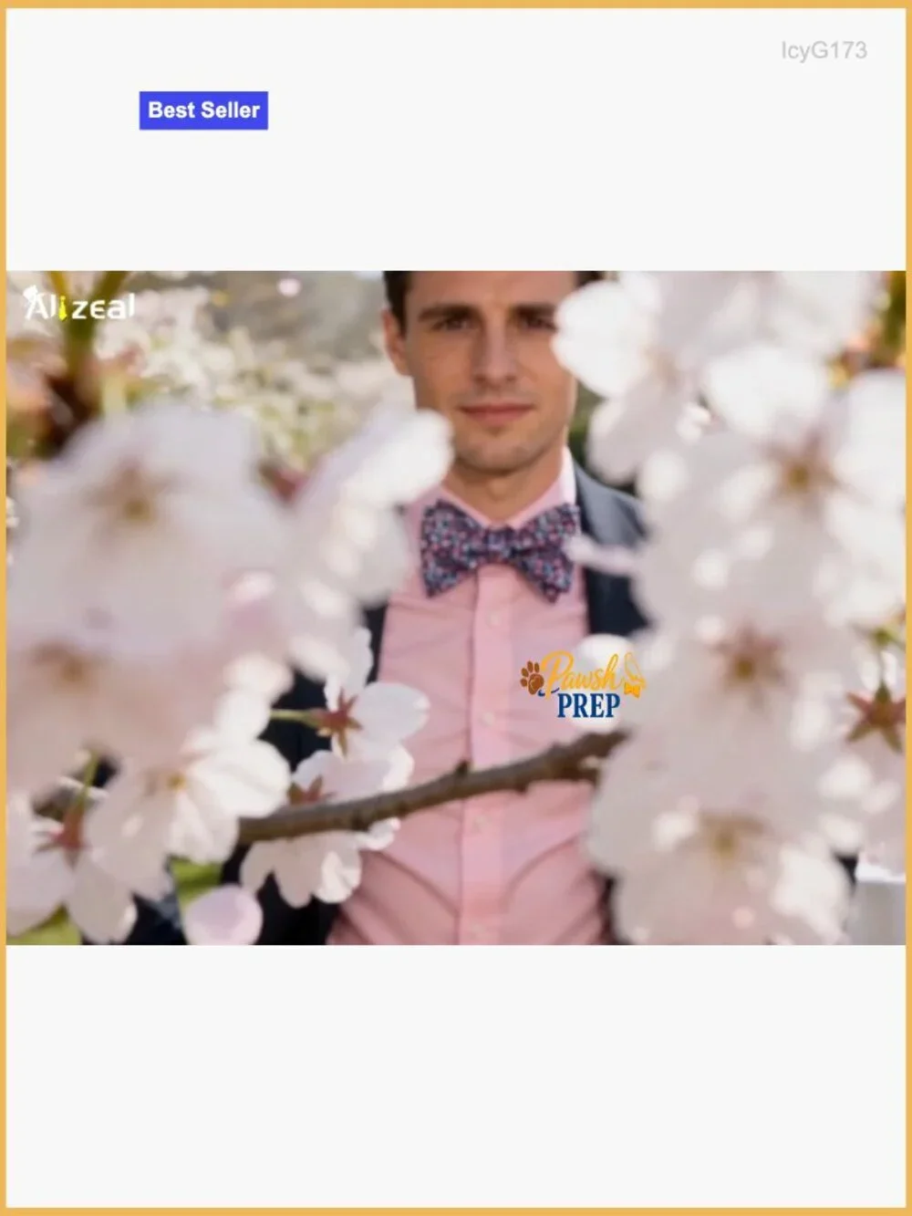 Self-Tied Bow Tie and Pocket Square Set, Floral Pattern, Polyester, Adjustable